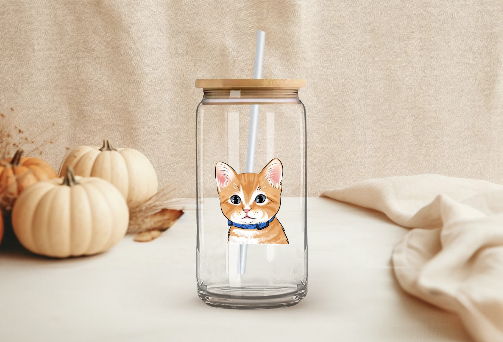 Custom Glass Tumbler With Straw