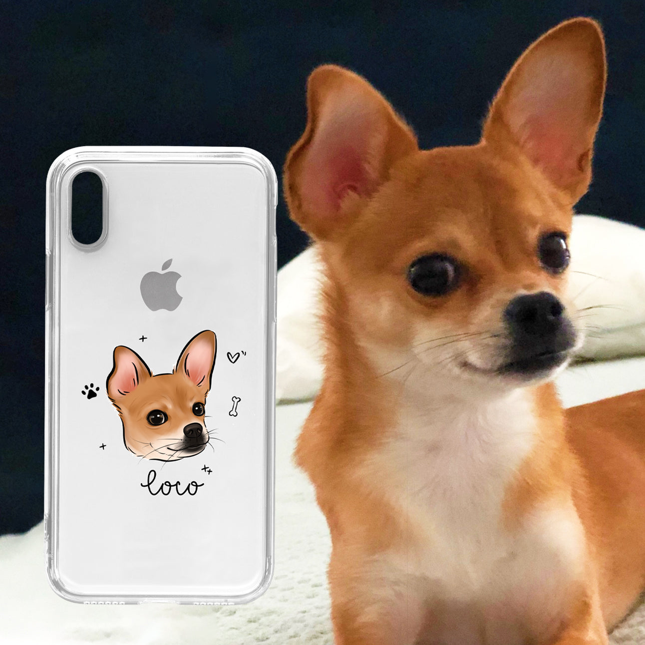 Custom Dog Drawing iPhone Case (6 Colours)