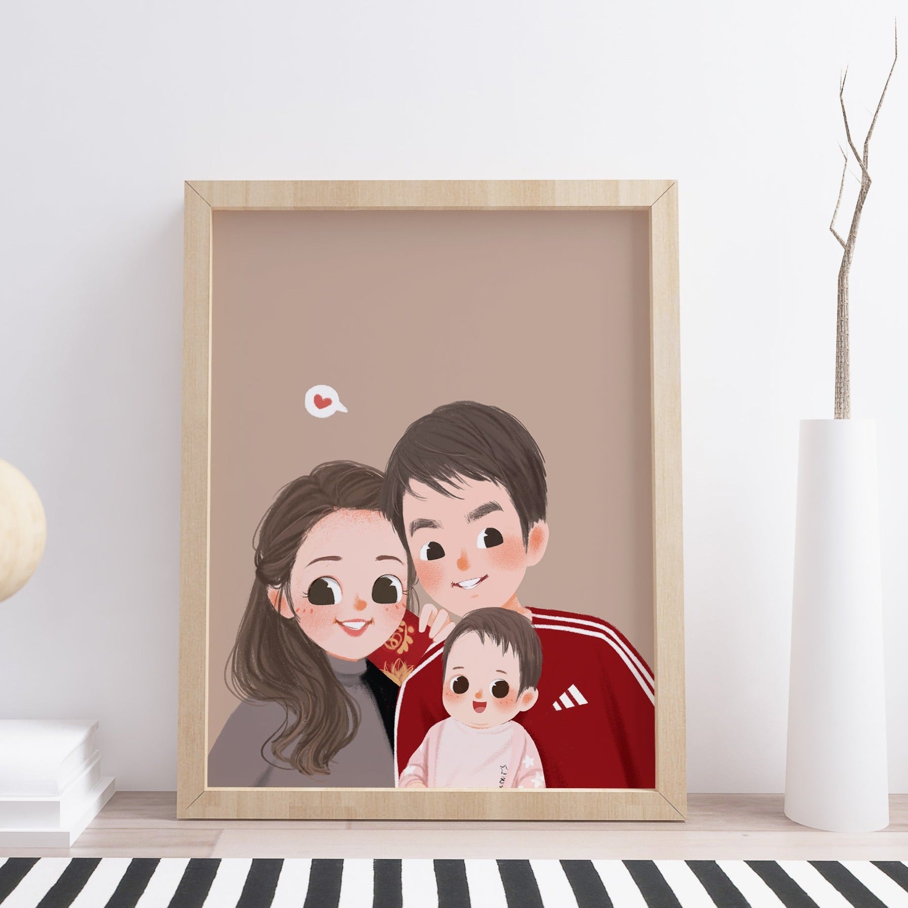 Cartoon Family Portrait in Japaneses Style – Giftyet
