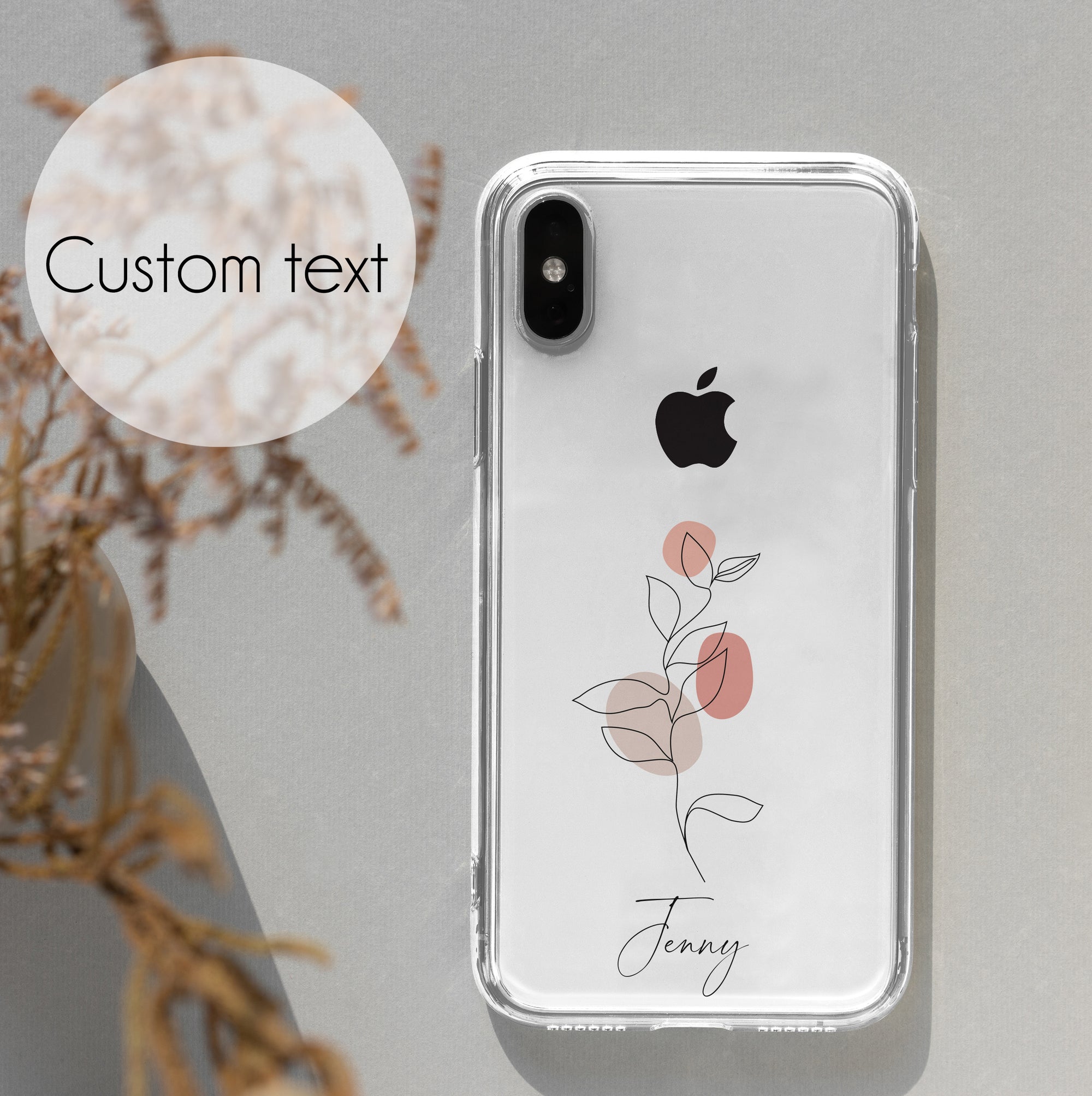 Flower Cell Pouch Designs Clear Flower Phone Case (Leaf Design