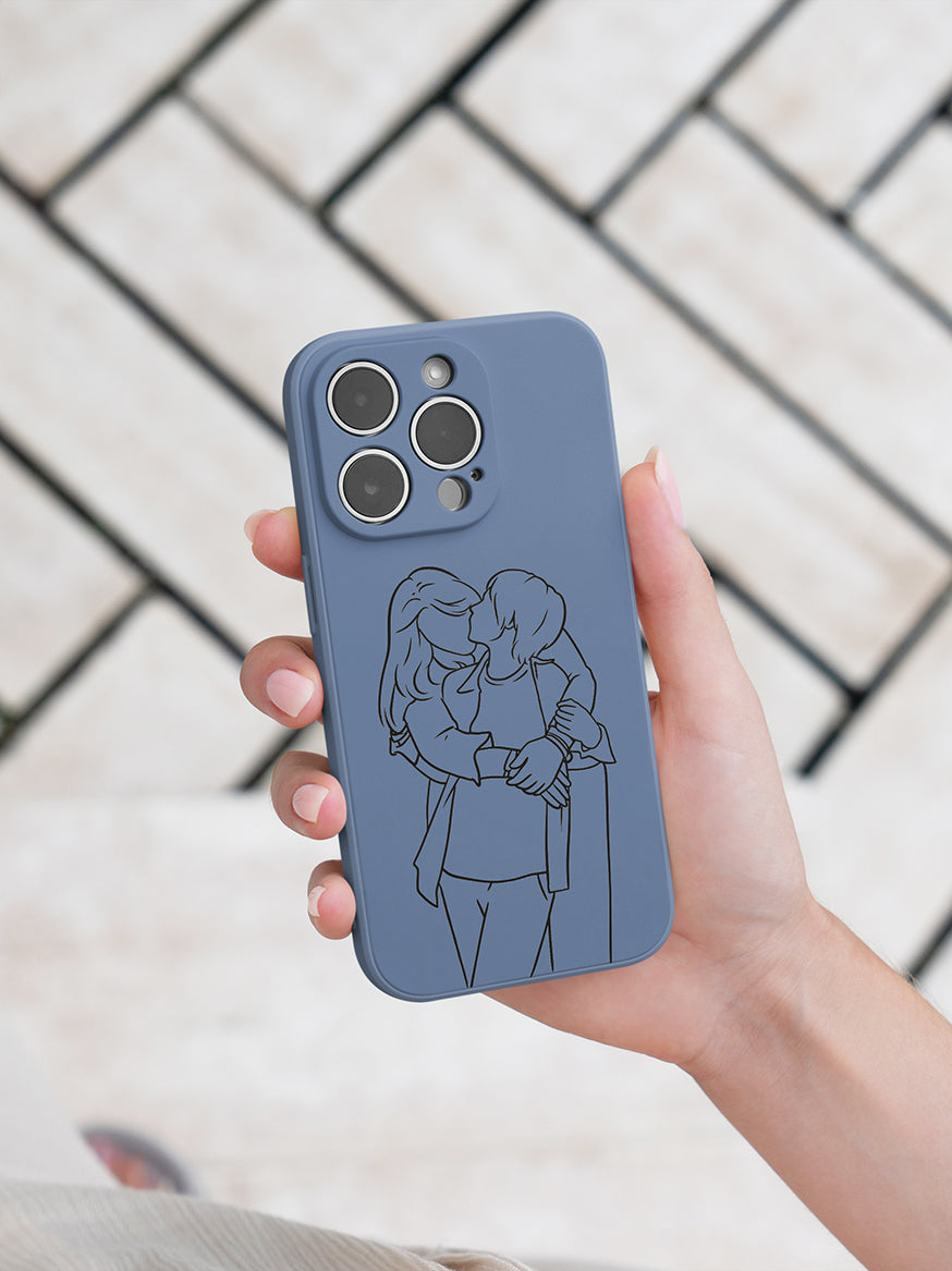 Custom Line Art Blue iPhone Case