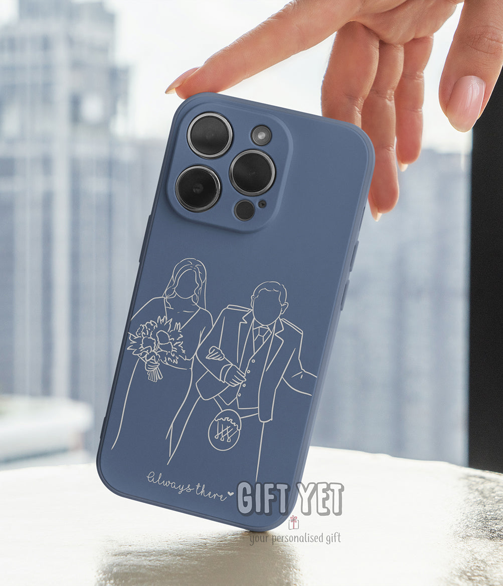 Custom Line Art Blue iPhone Case