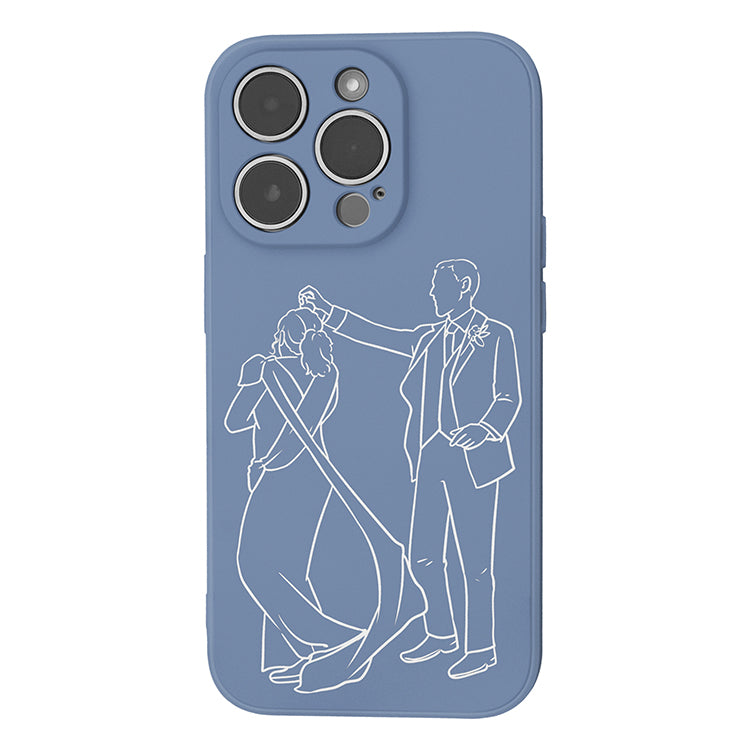 Custom Line Art Blue iPhone Case